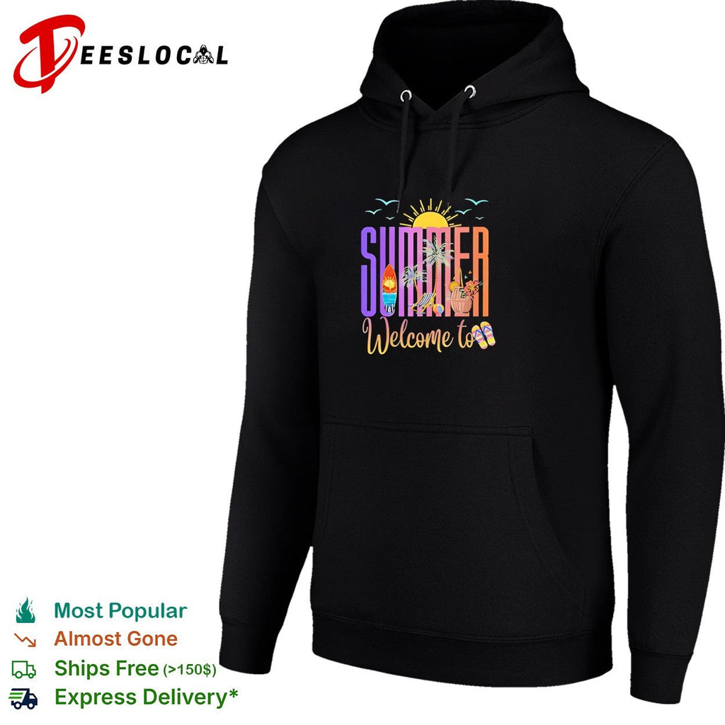 Welcome to summer beach surfboard tropical sunset vibes shirt Unisex