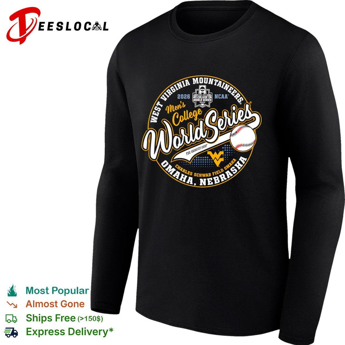 West Virginia Mountaineers 2026 College World Series Omaha Nebraska Logo shirt Unisex