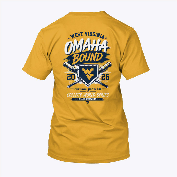 West Virginia Mountaineers Omaha Bound 2026 College World Series WVU Baseball T Shirt Unisex
