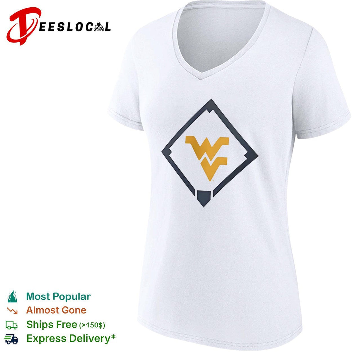 West Virginia Mountaineers WV Logo Baseball Diamond shirt Unisex