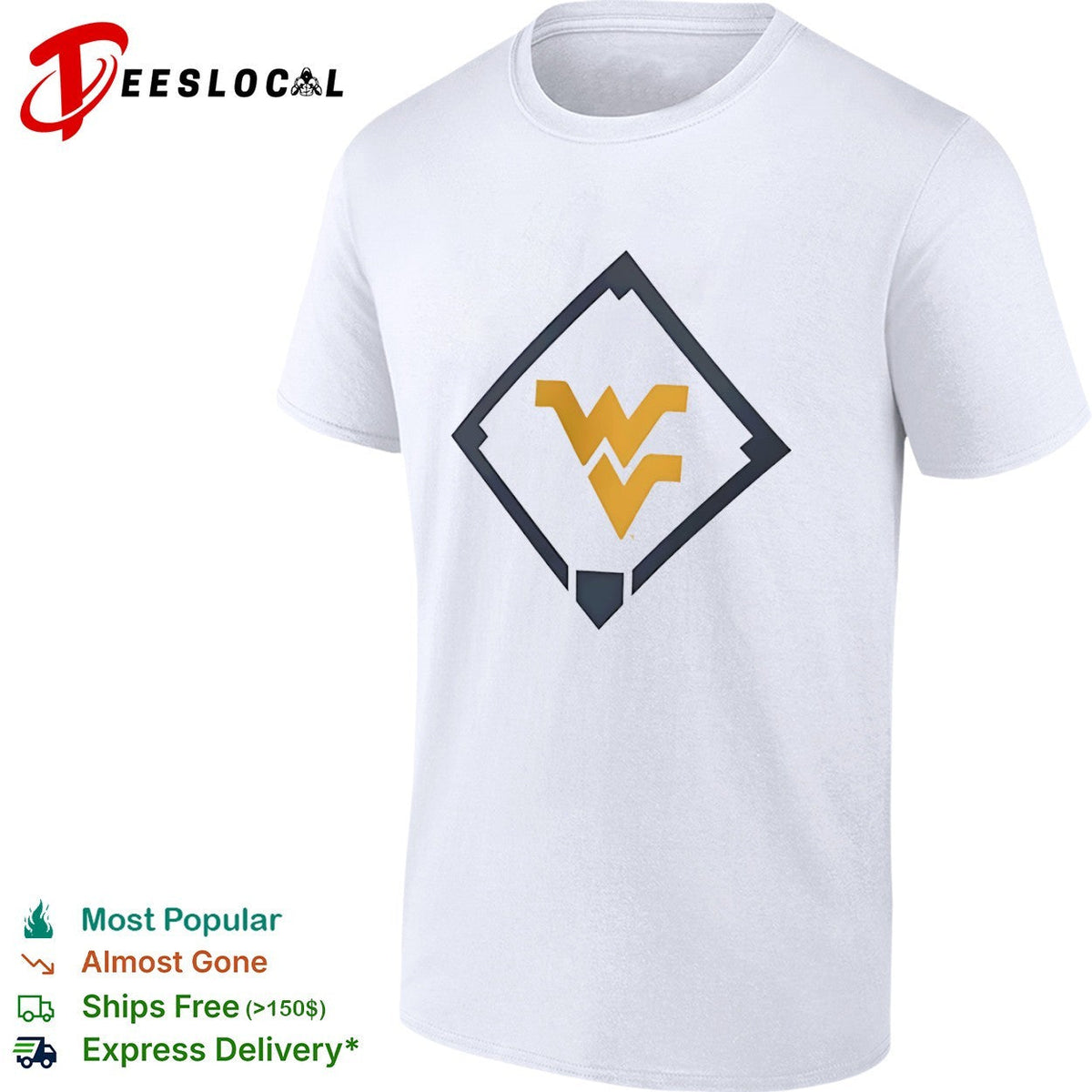 West Virginia Mountaineers WV Logo Baseball Diamond shirt Unisex