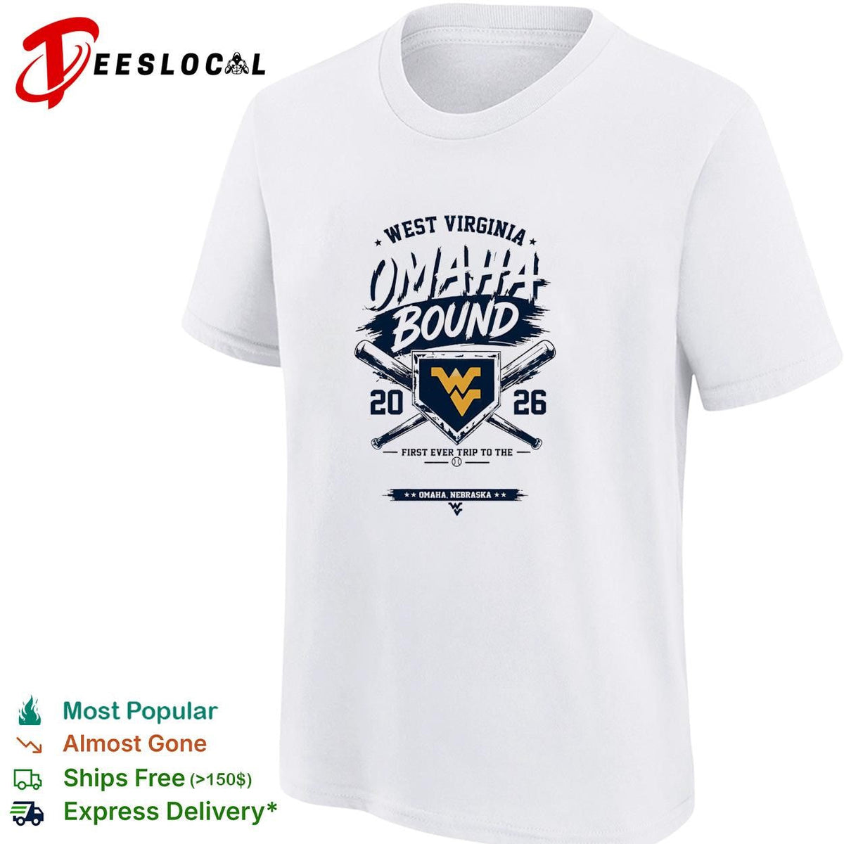 West Virginia Omaha bound 2026 first trip college world series crossed bats shirt Unisex