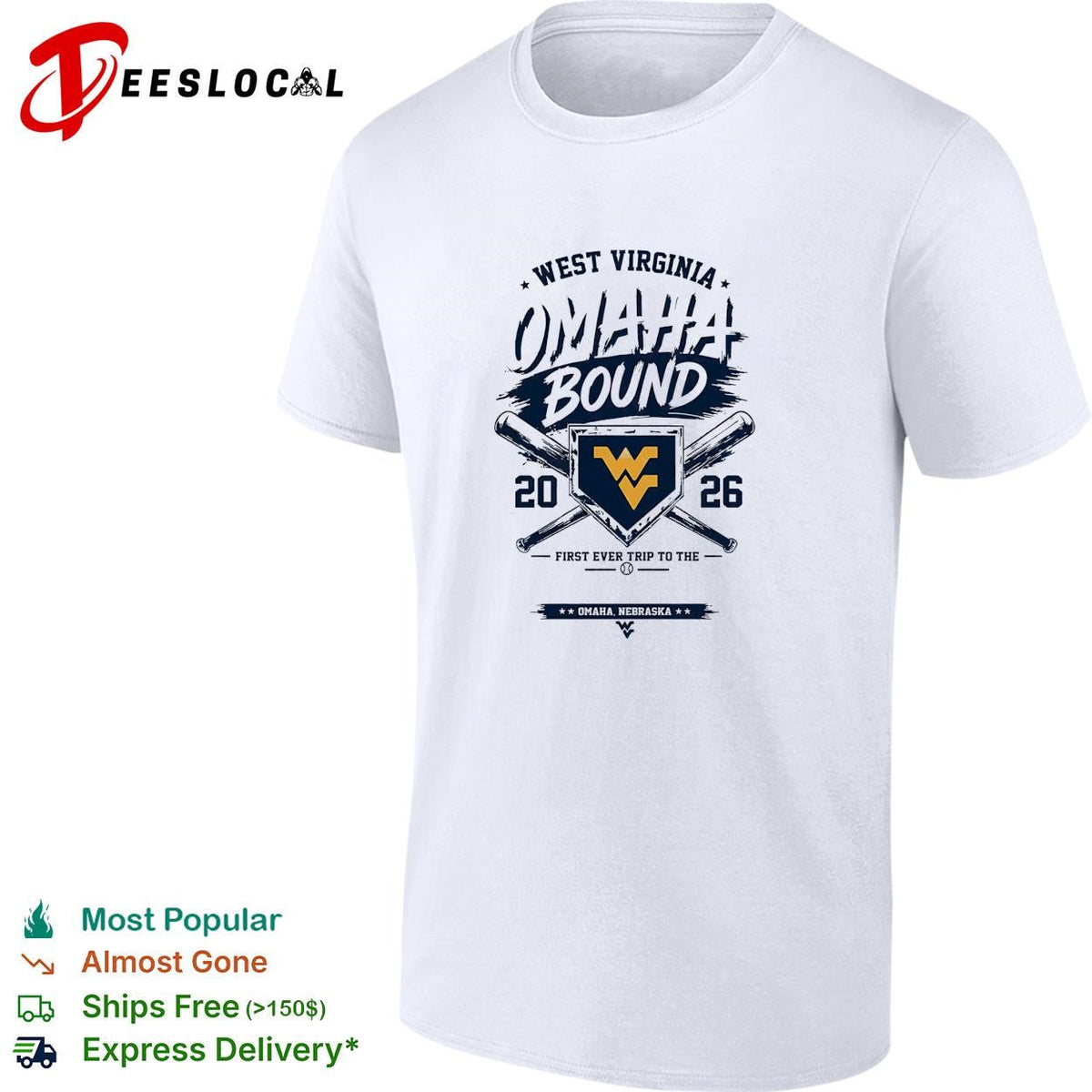 West Virginia Omaha bound 2026 first trip college world series crossed bats shirt Unisex