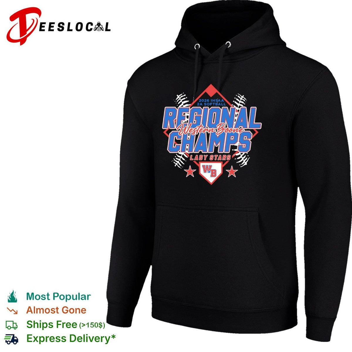 Western Boone Lady Stars 2026 IHSAA 2A Softball Regional Champs shirt Unisex