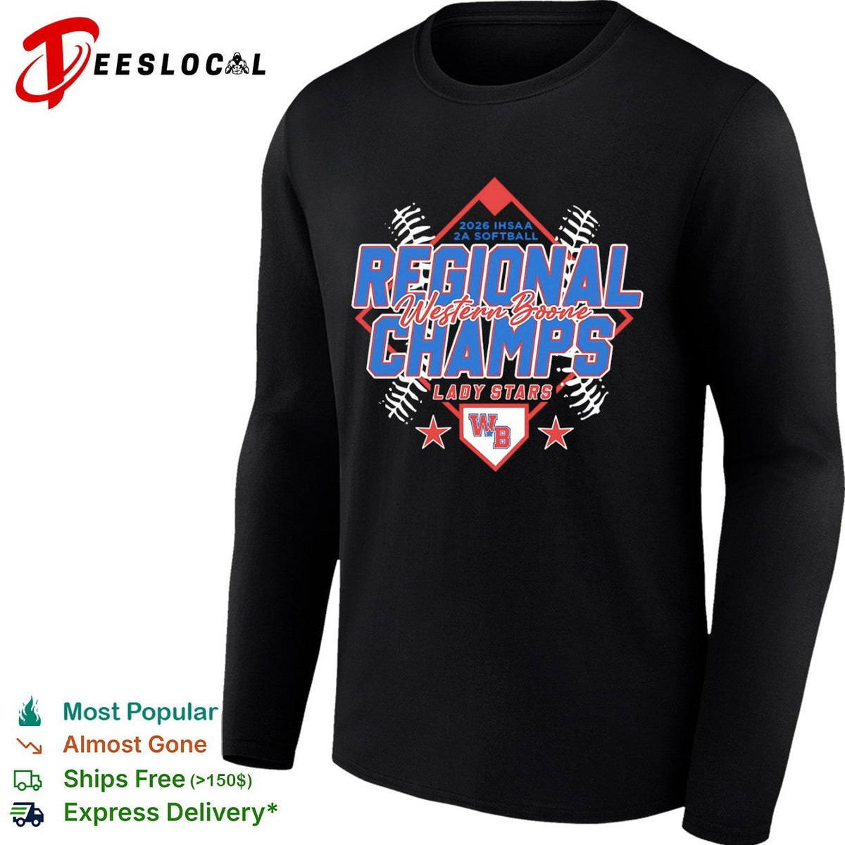 Western Boone Lady Stars 2026 IHSAA 2A Softball Regional Champs shirt Unisex