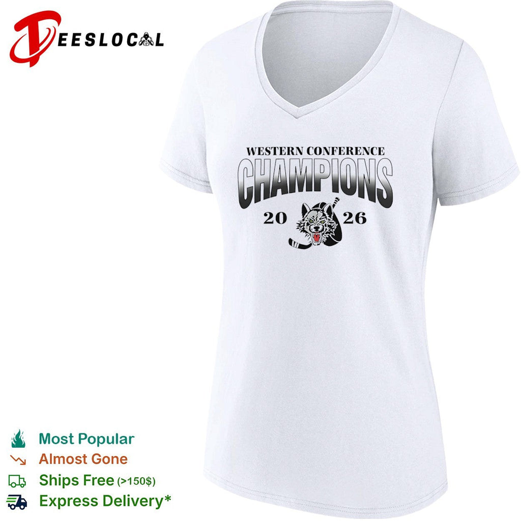 Western Conference Champions 2026 Wolf Hockey Logo Fan Gear Performance Hockey shirt Unisex