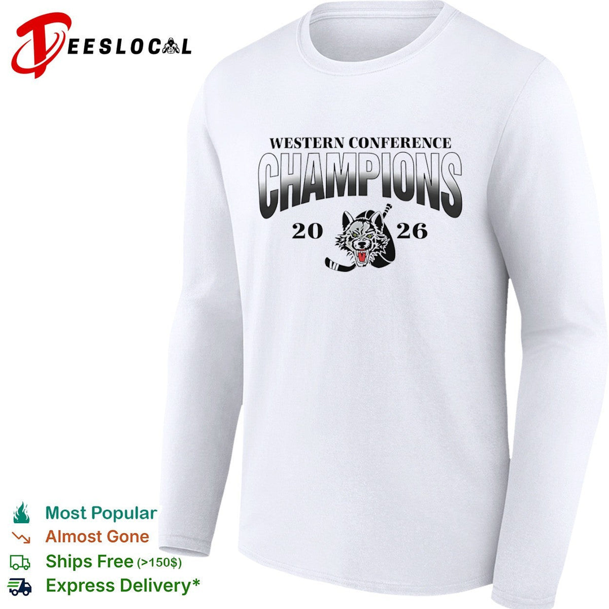 Western Conference Champions 2026 Wolf Hockey Logo Fan Gear Performance Hockey shirt Unisex