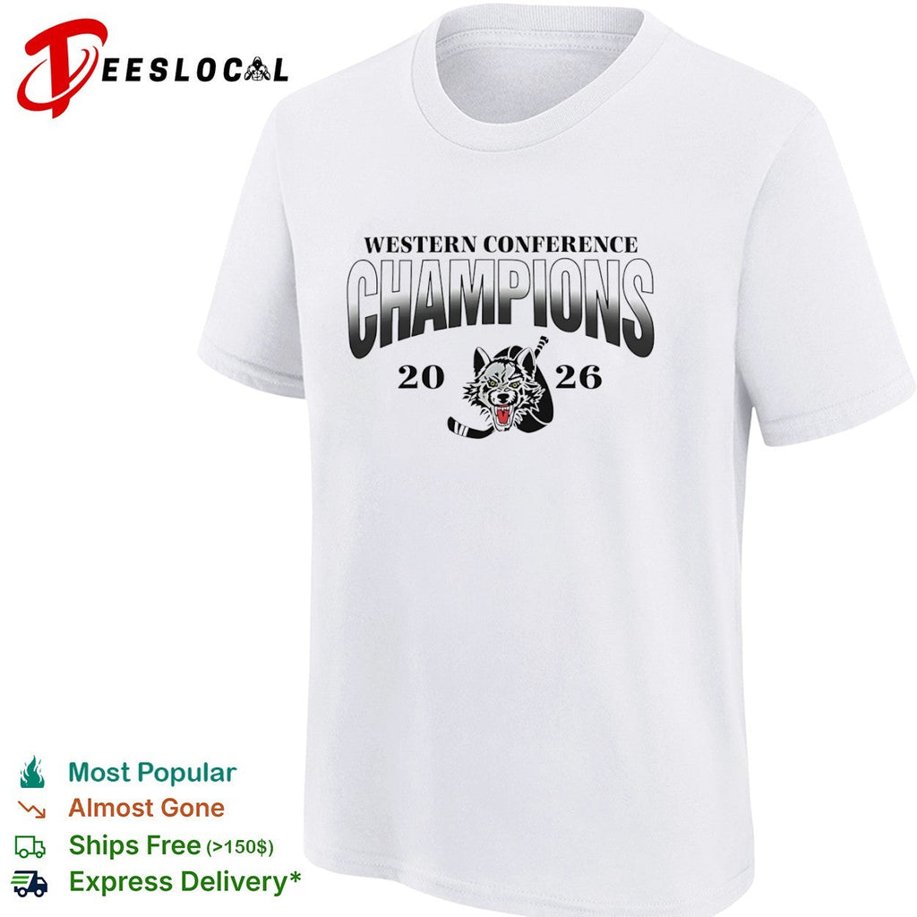 Western Conference Champions 2026 Wolf Hockey Logo Fan Gear Performance Hockey shirt Unisex