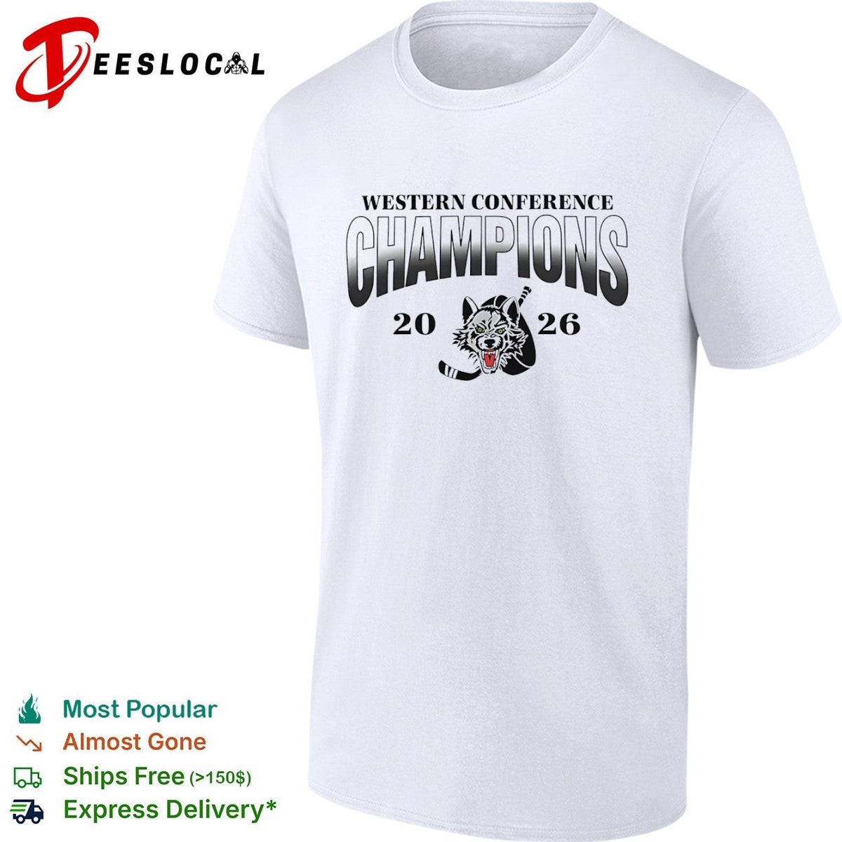 Western Conference Champions 2026 Wolf Hockey Logo Fan Gear Performance Hockey shirt Unisex