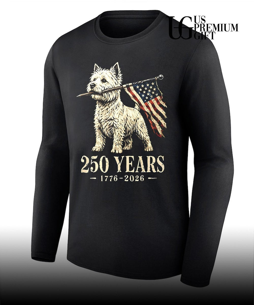 Westie Dog 250 Years 1776 2026 American Flag Patriotic shirt Unisex