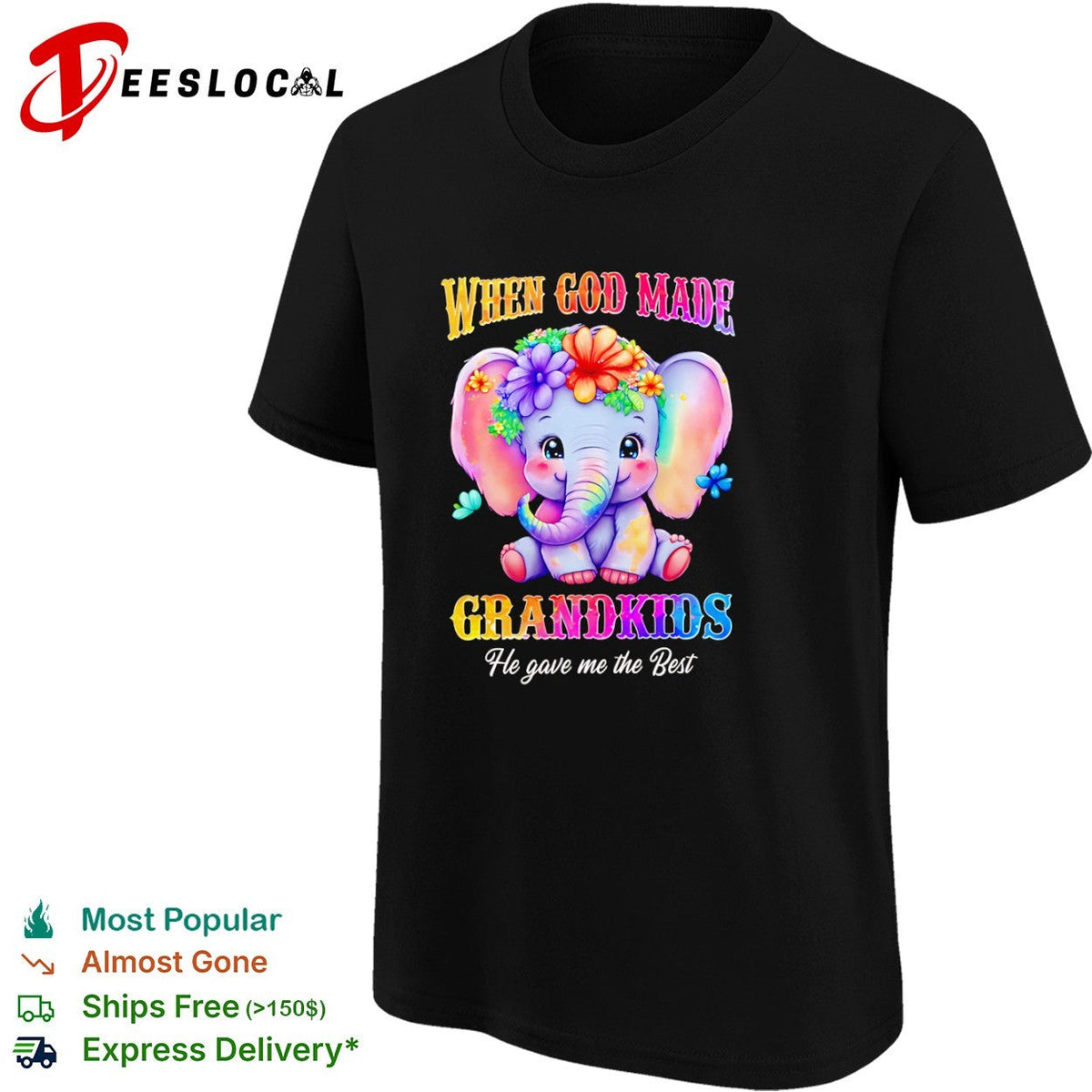 When God Made Grandkids He gave me the Best cute elephant floral rainbow shirt Unisex