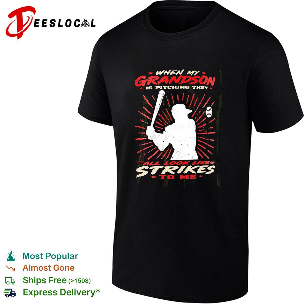 When my grandson is pitching they all look like strikes to me shirt Unisex
