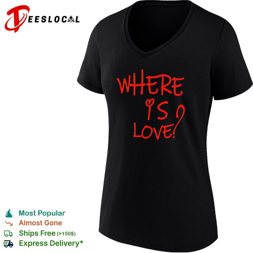 Where is love red text shirt Unisex