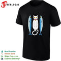 White cat with two fish meme shirt Unisex
