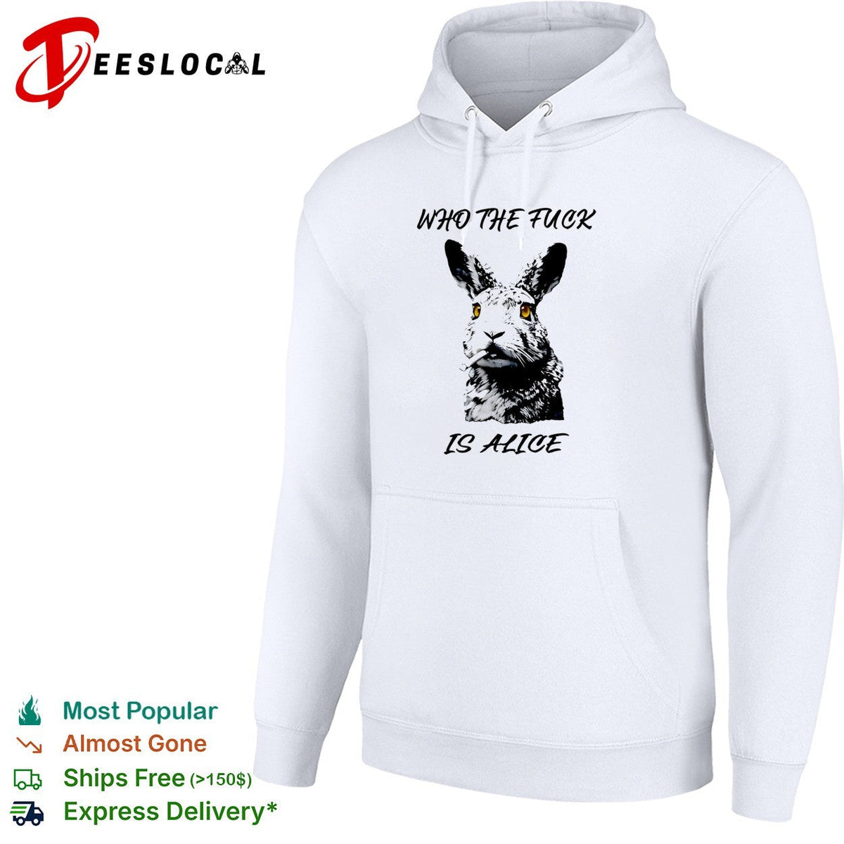 Who the fuck is Alice Rabbit smoking a cigarette funny parody art t shirt Unisex