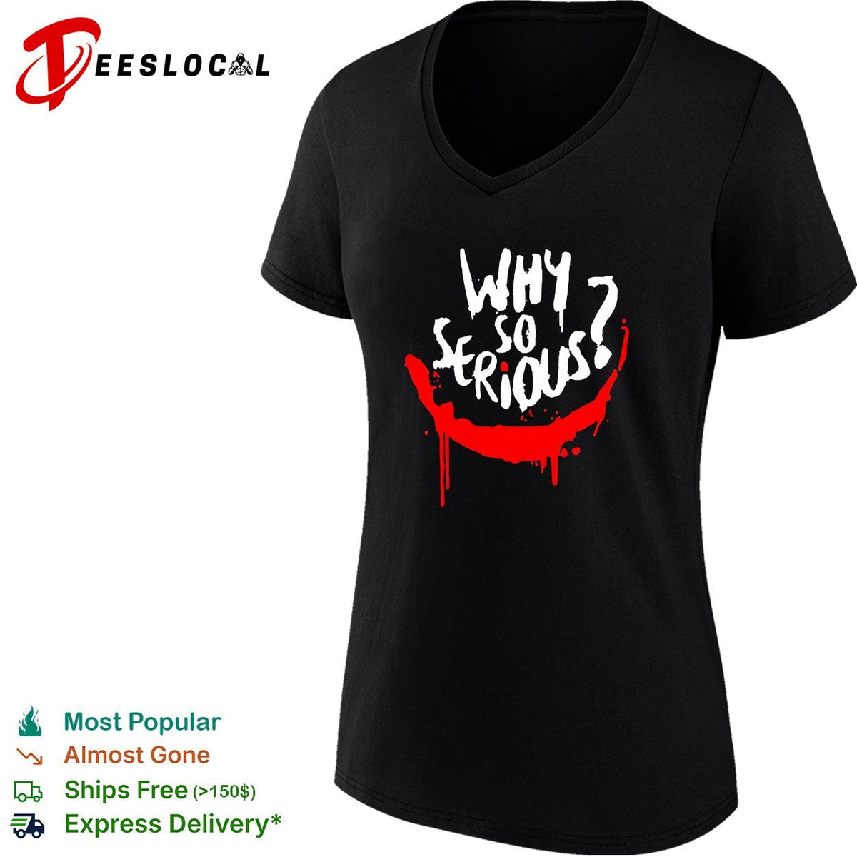 Why so serious Joker smile painted drip grunge horror art shirt Unisex