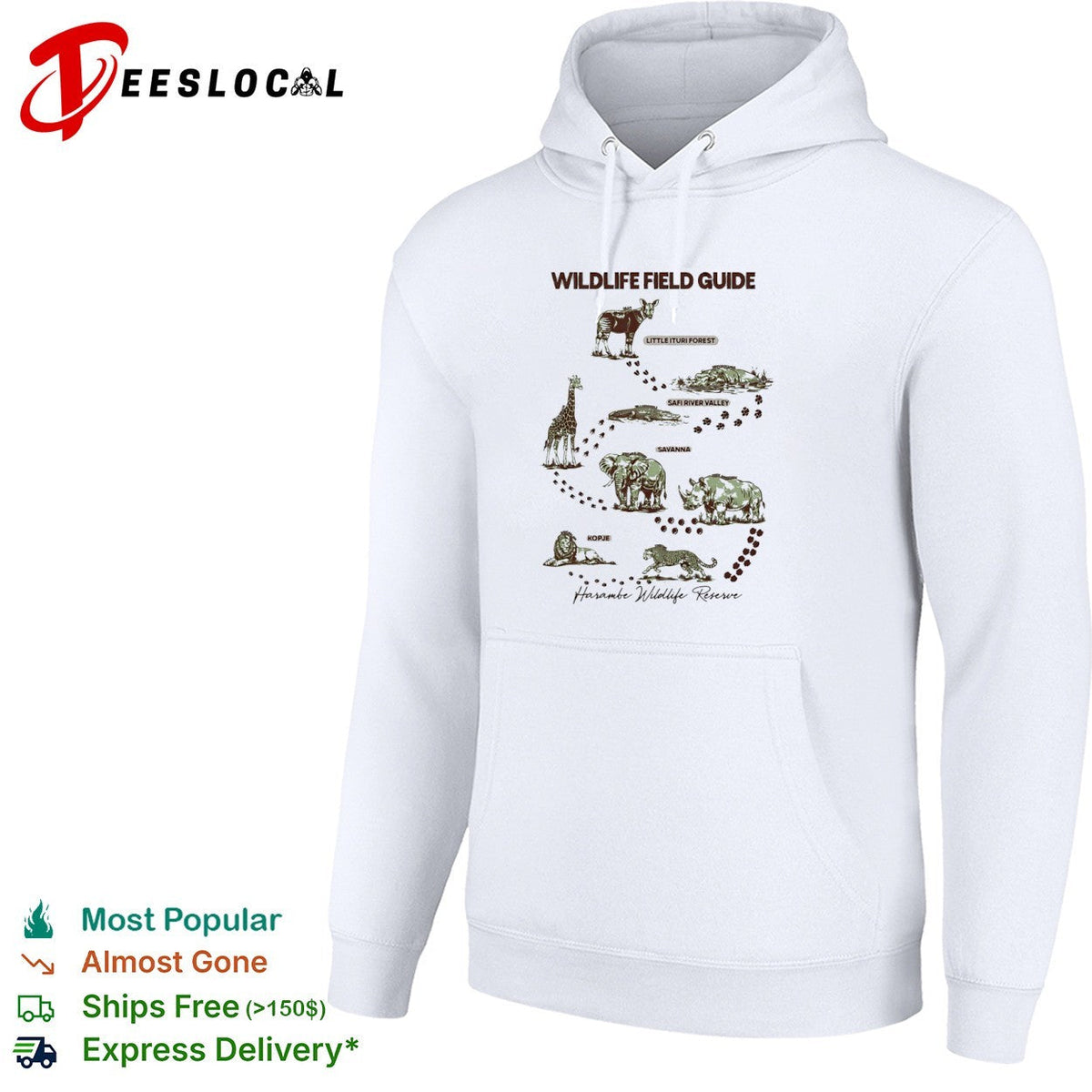 Wildlife Field Guide Harambe Wildlife Reserve Okapi Hippo Crocodile Elephant shirt Unisex