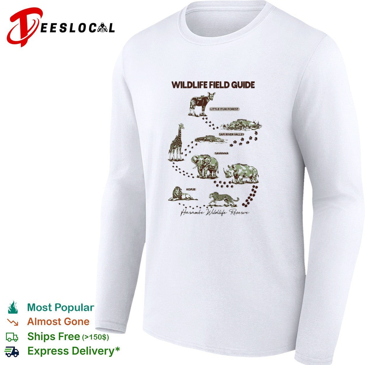 Wildlife Field Guide Harambe Wildlife Reserve Okapi Hippo Crocodile Elephant shirt Unisex