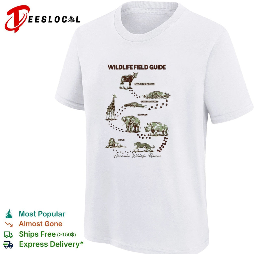 Wildlife Field Guide Harambe Wildlife Reserve Okapi Hippo Crocodile Elephant shirt Unisex