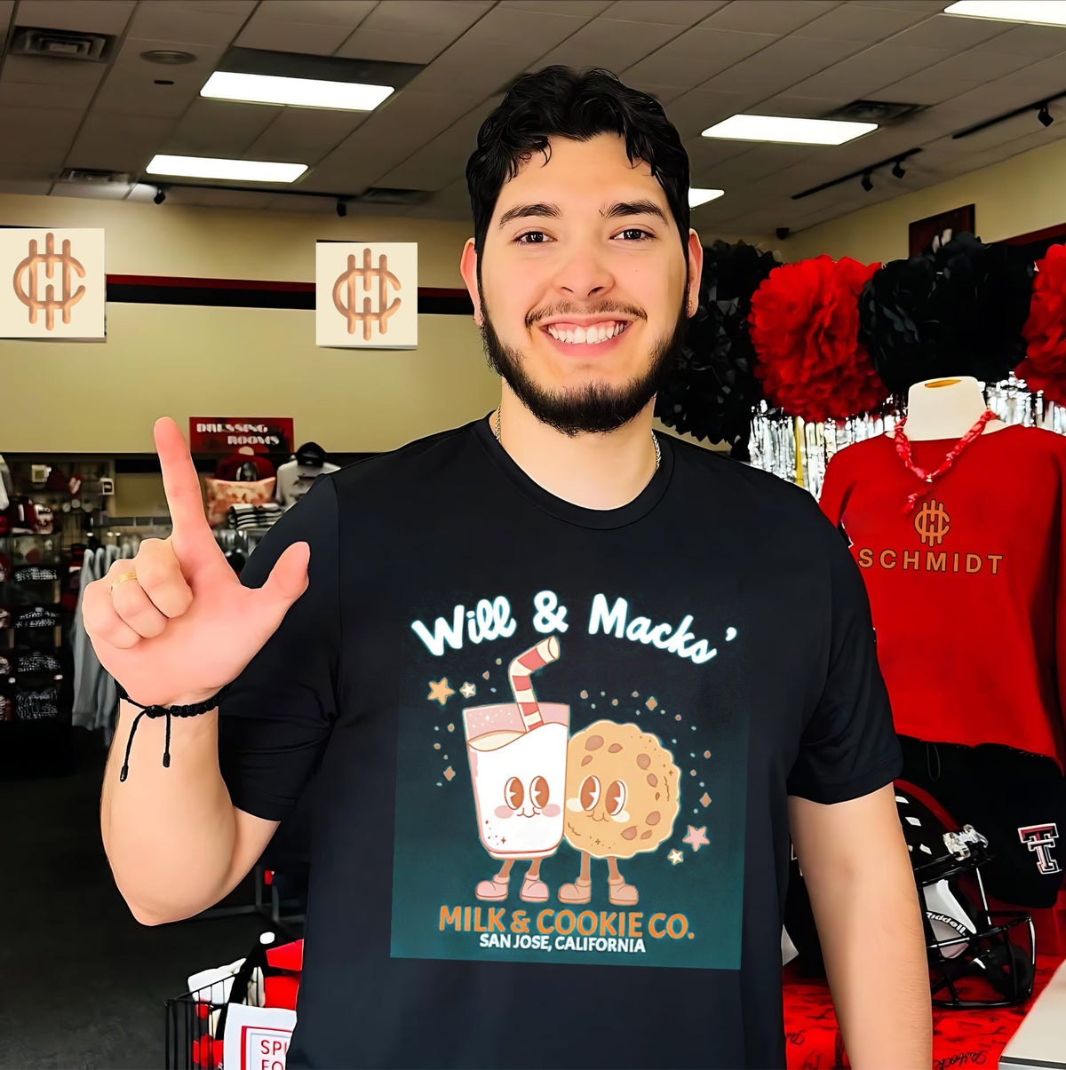 Will and Macks’ Milk and Cookie CO graphic shirt. Unisex