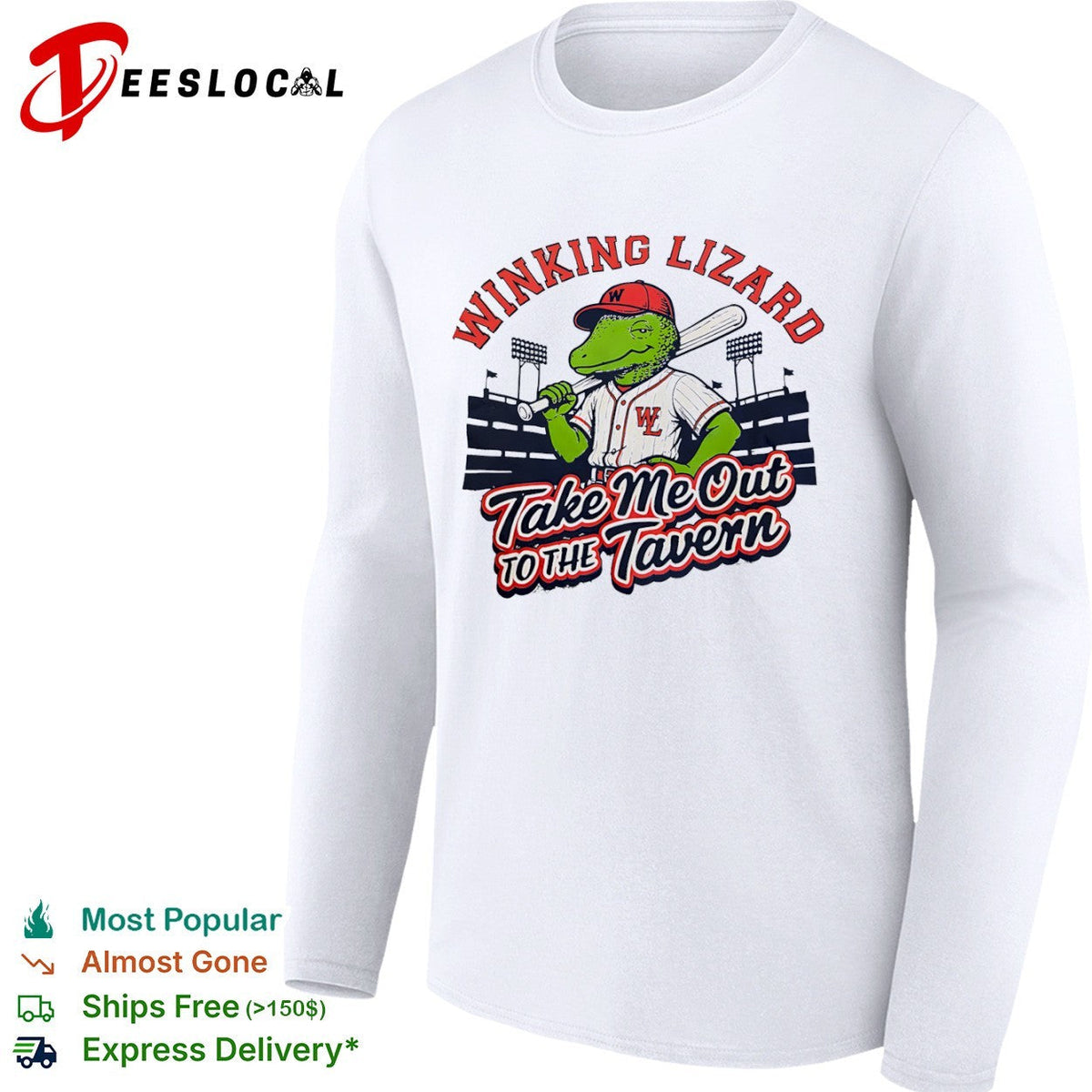 Winking Lizard take me out to the tavern baseball lizard shirt Unisex