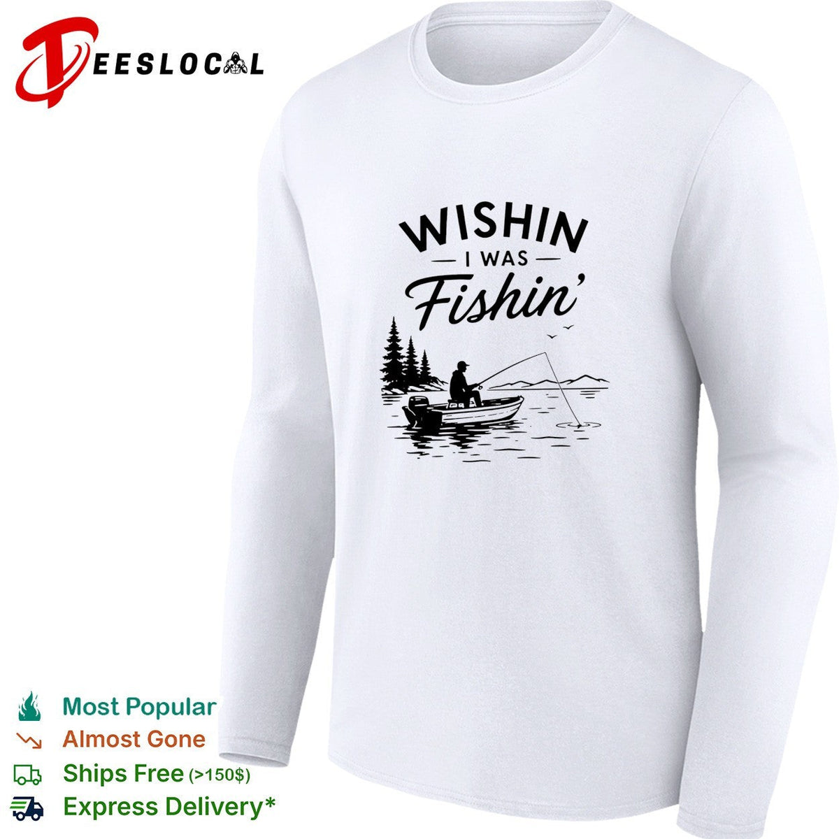 Wishin I was fishin’ alone shirt Unisex