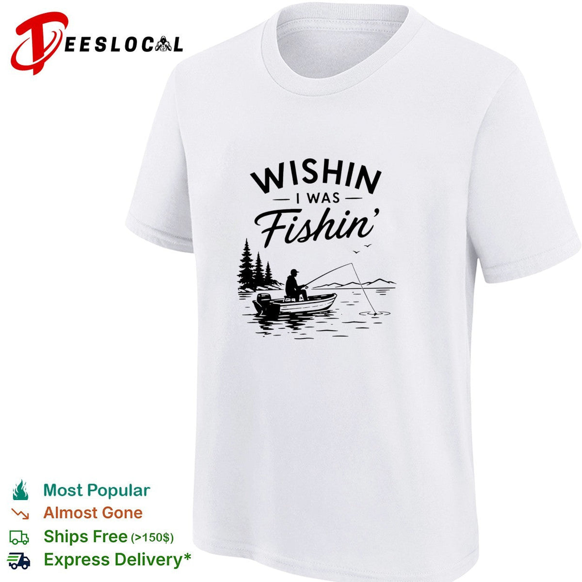 Wishin I was fishin’ alone shirt Unisex