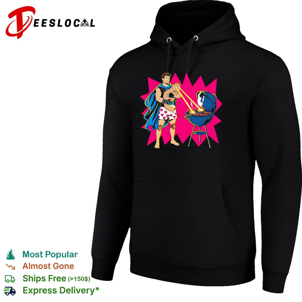 Woot superhero laser cat BBQ shirt Unisex