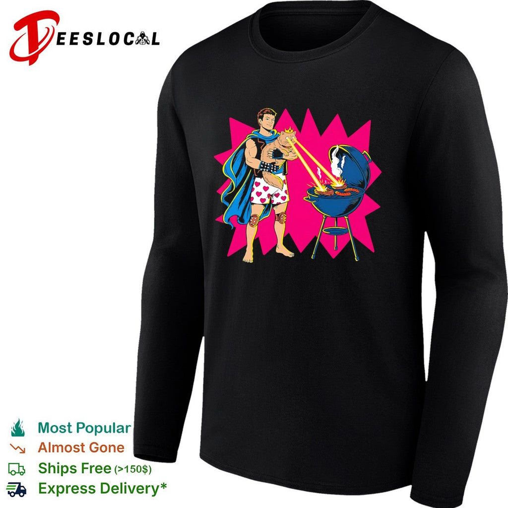Woot superhero laser cat BBQ shirt Unisex