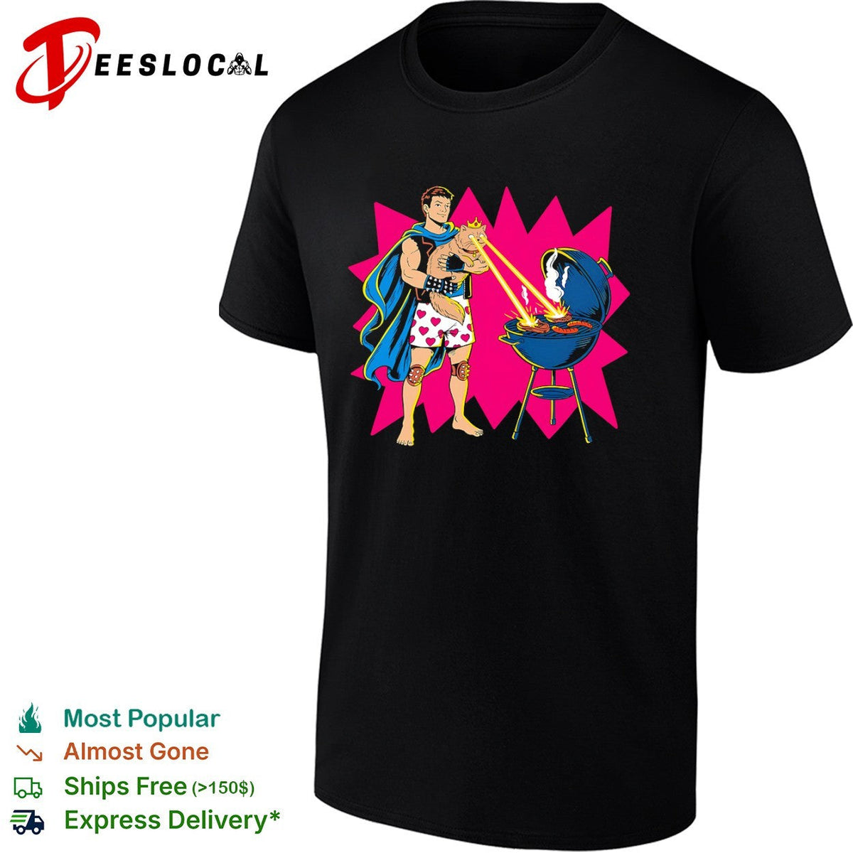 Woot superhero laser cat BBQ shirt Unisex