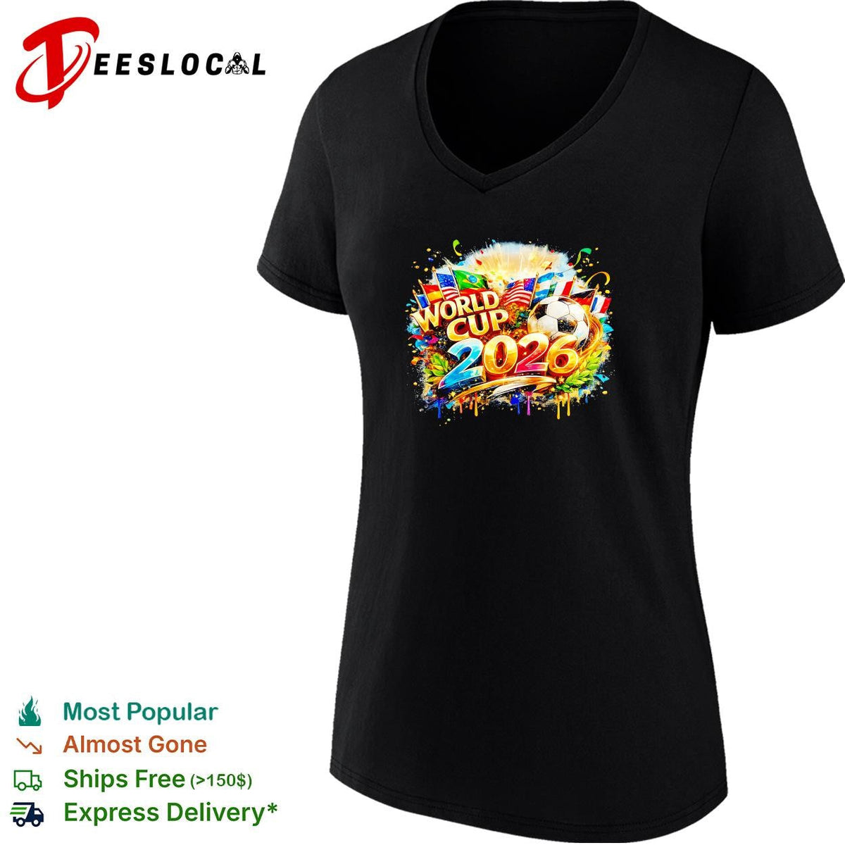 World Cup 2026 colorful explosion soccer ball poster shirt Unisex