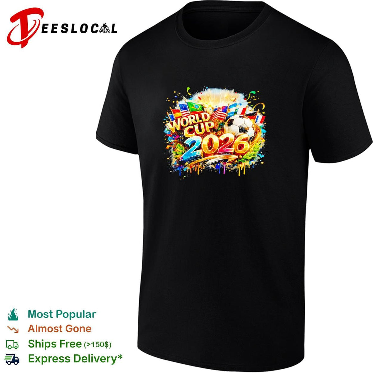 World Cup 2026 colorful explosion soccer ball poster shirt Unisex