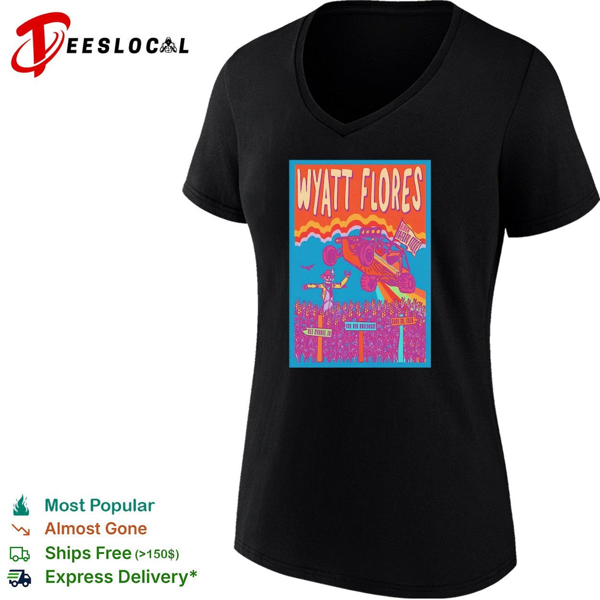Wyatt Flores monster truck rally concert poster colorful art shirt Unisex