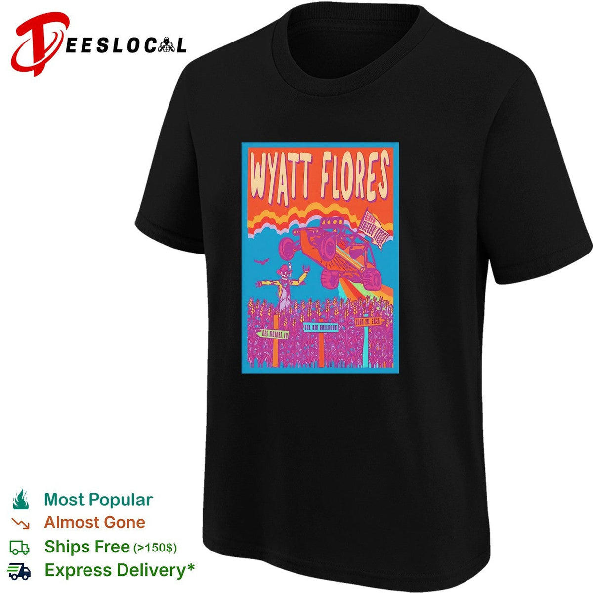 Wyatt Flores monster truck rally concert poster colorful art shirt Unisex