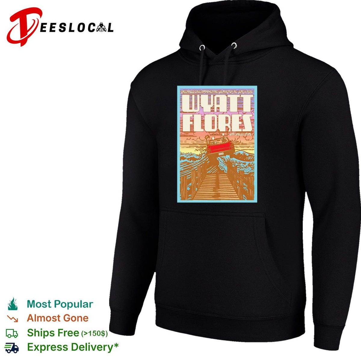 Wyatt Flores scenic bridge river concert poster art shirt Unisex