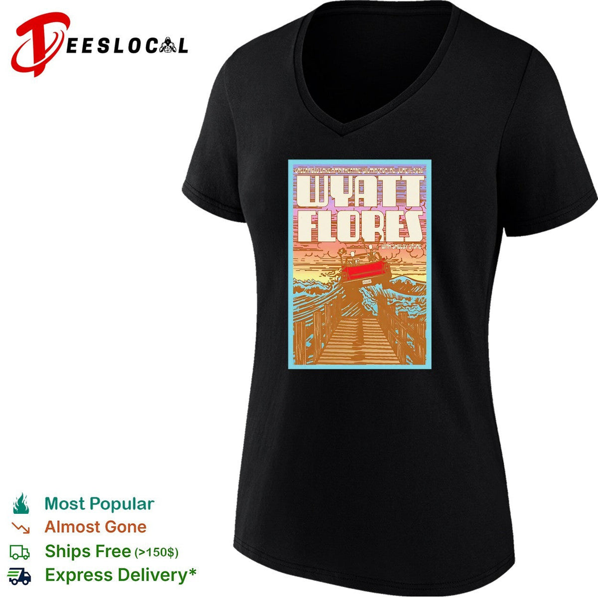 Wyatt Flores scenic bridge river concert poster art shirt Unisex