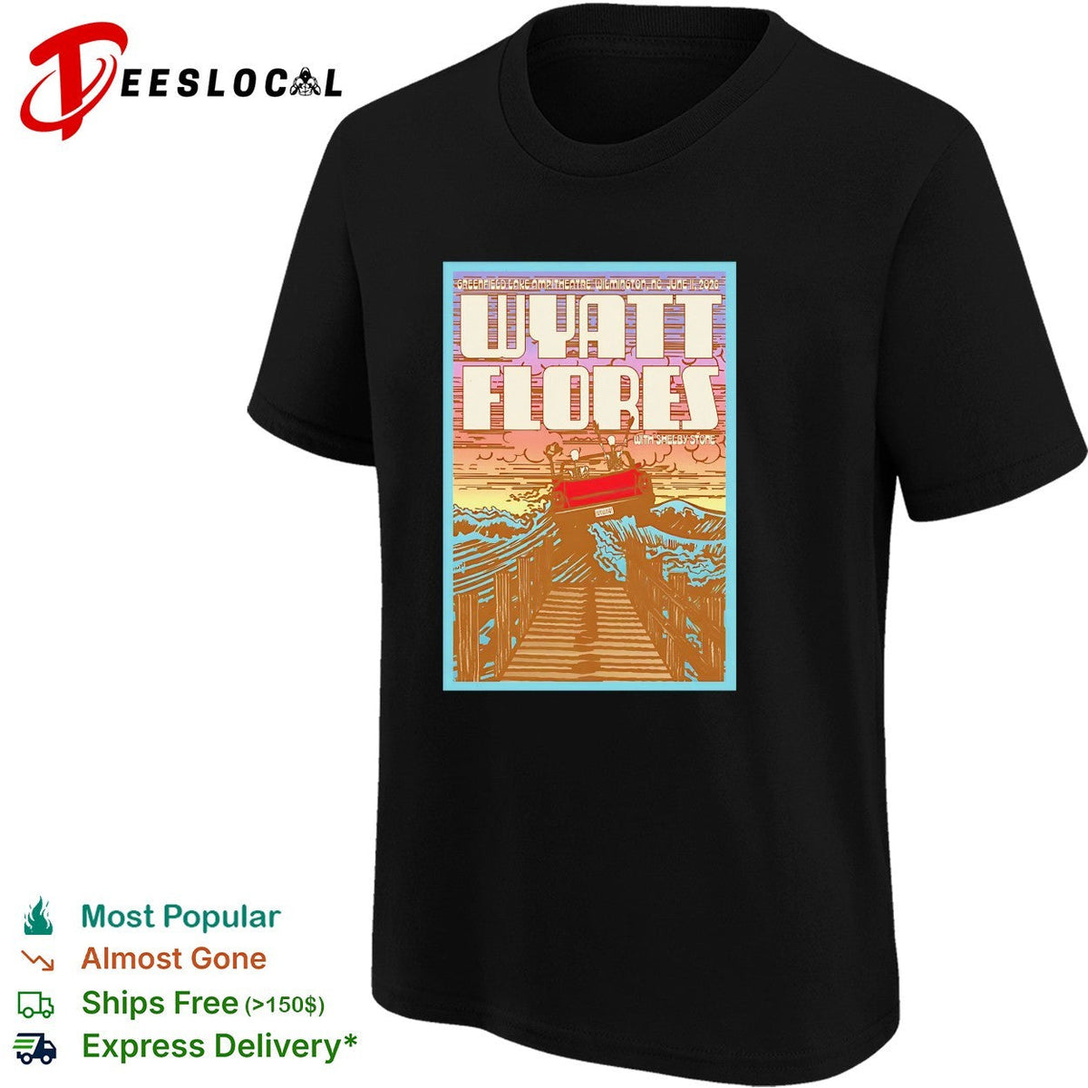 Wyatt Flores scenic bridge river concert poster art shirt Unisex