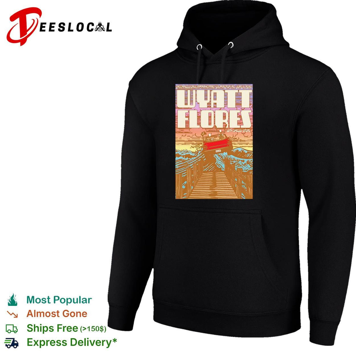 Wyatt Flores stormy sea boat dock concert poster art shirt Unisex