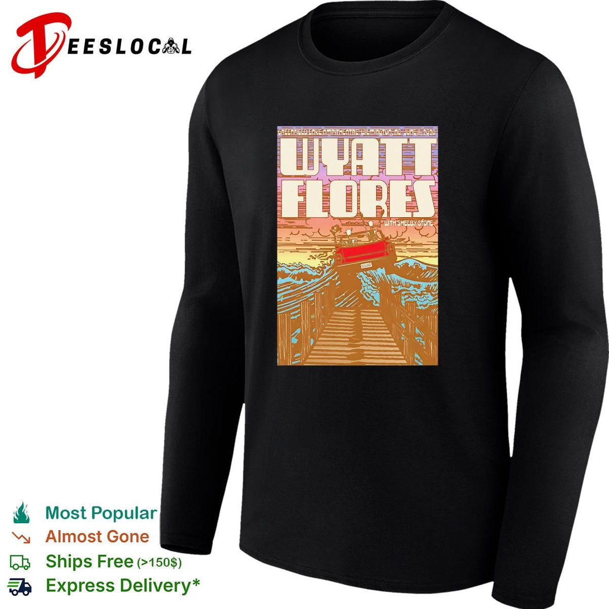 Wyatt Flores stormy sea boat dock concert poster art shirt Unisex
