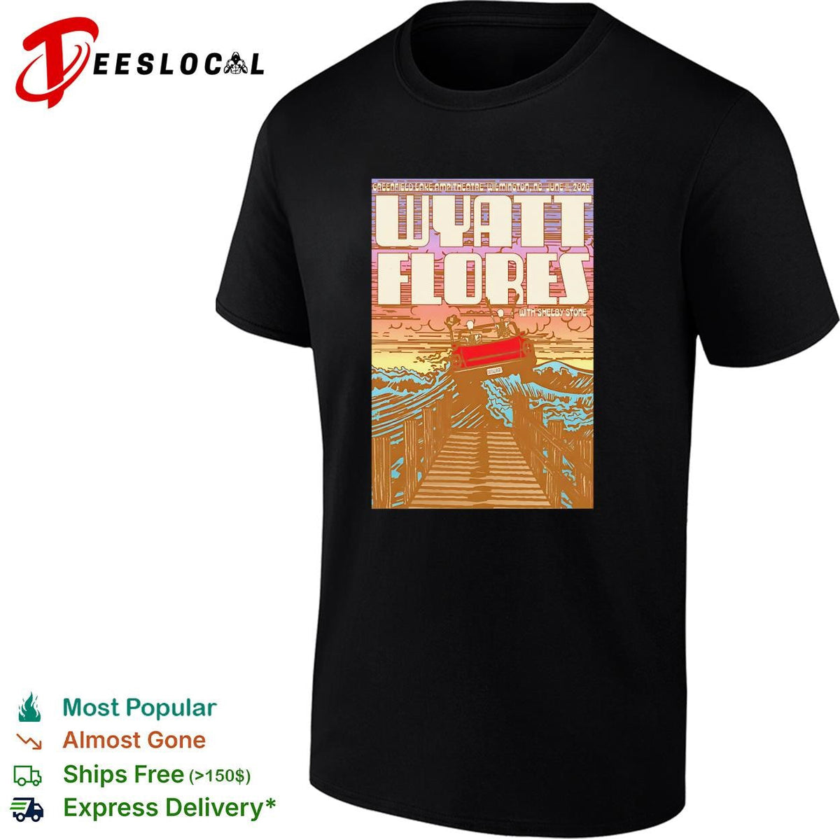 Wyatt Flores stormy sea boat dock concert poster art shirt Unisex