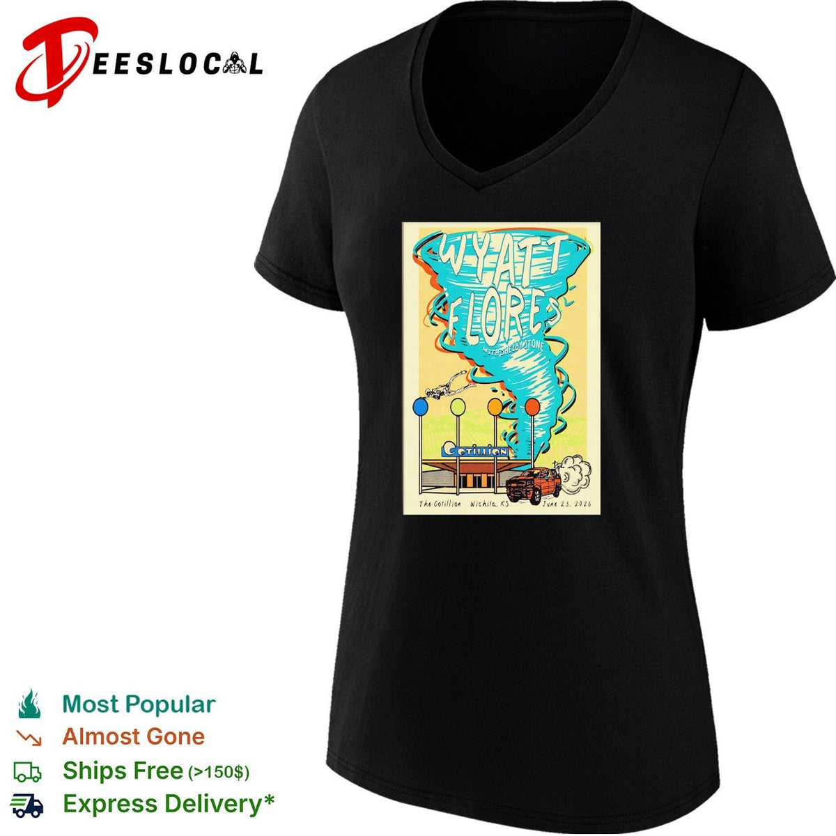 Wyatt Flores tornado concert poster The Cotillion Wichita Kansas shirt Unisex