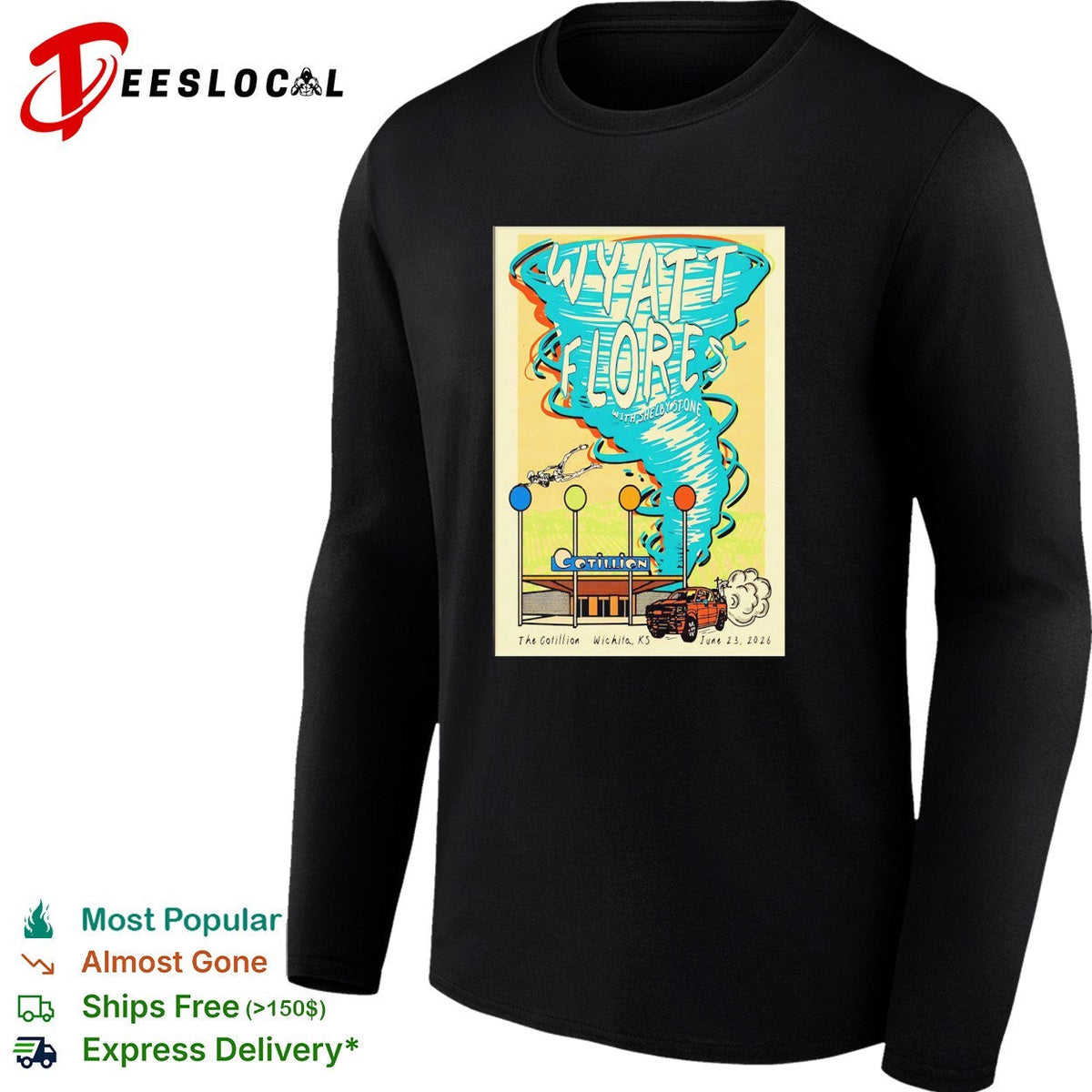 Wyatt Flores tornado concert poster The Cotillion Wichita Kansas shirt Unisex