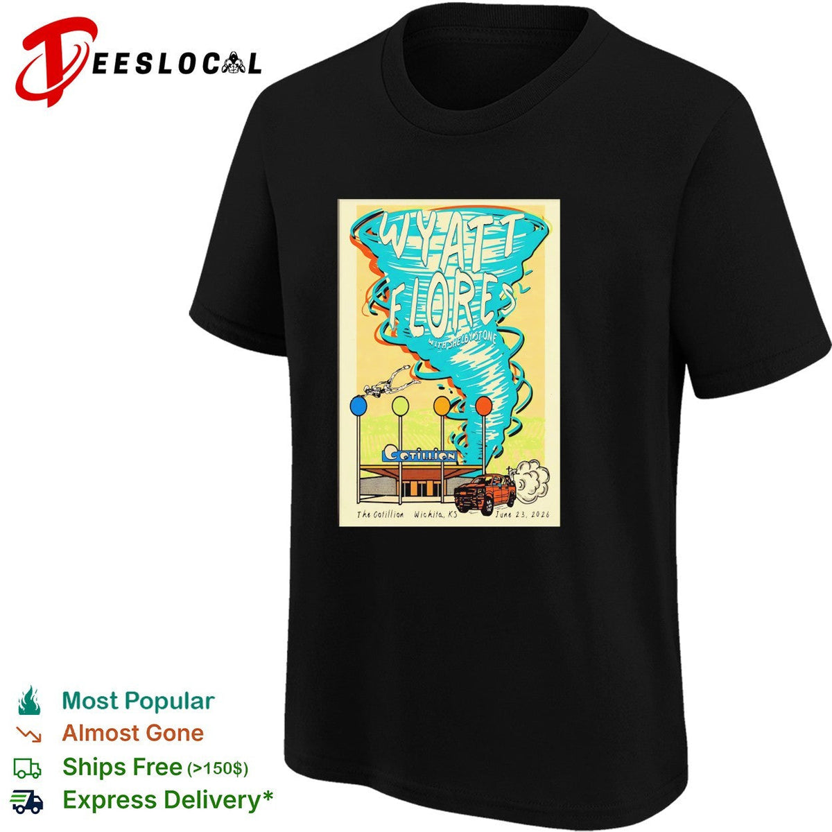 Wyatt Flores tornado concert poster The Cotillion Wichita Kansas shirt Unisex