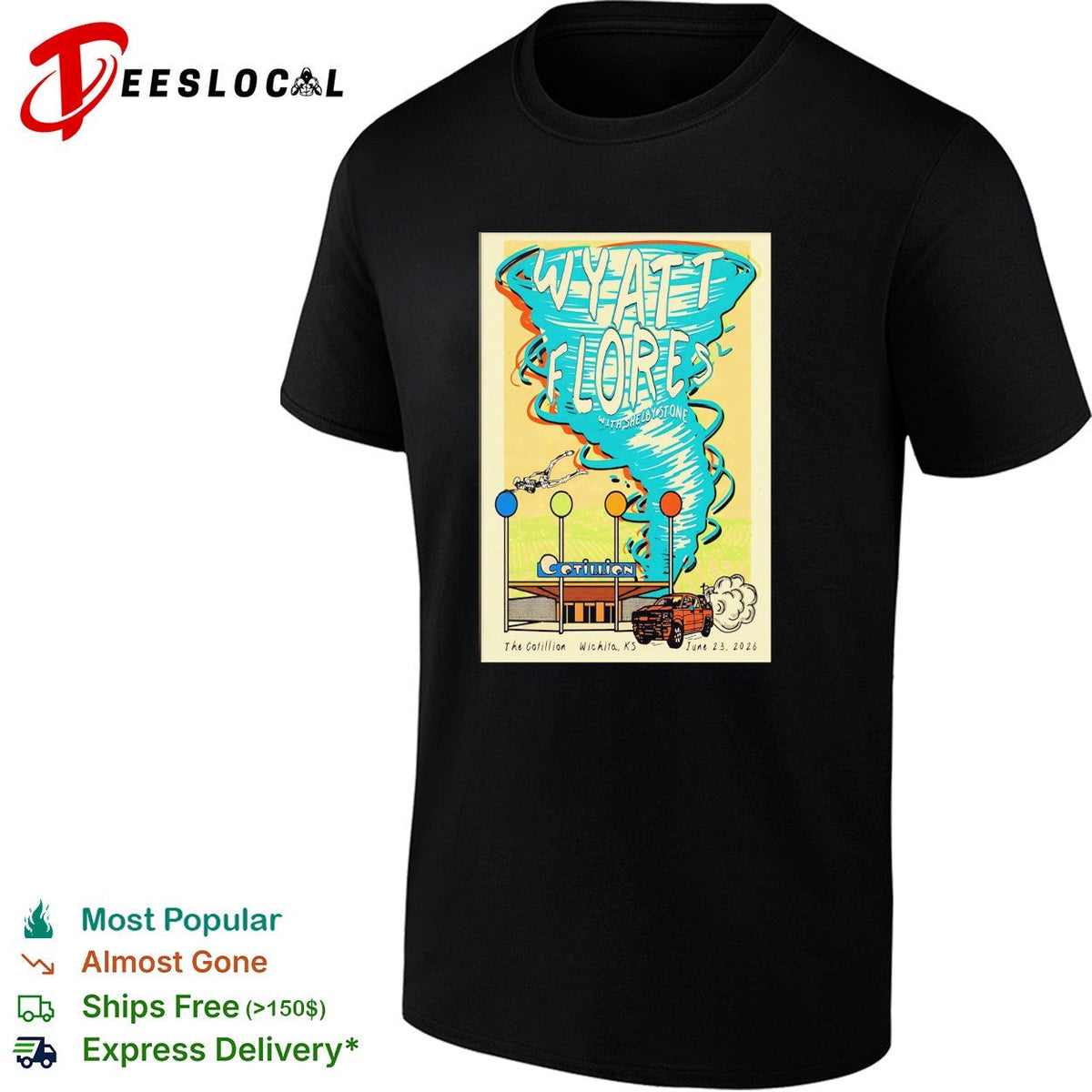 Wyatt Flores tornado concert poster The Cotillion Wichita Kansas shirt Unisex