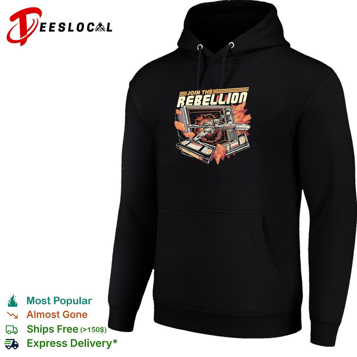 X wing fighter bursting through TV join the rebellion shirt Unisex