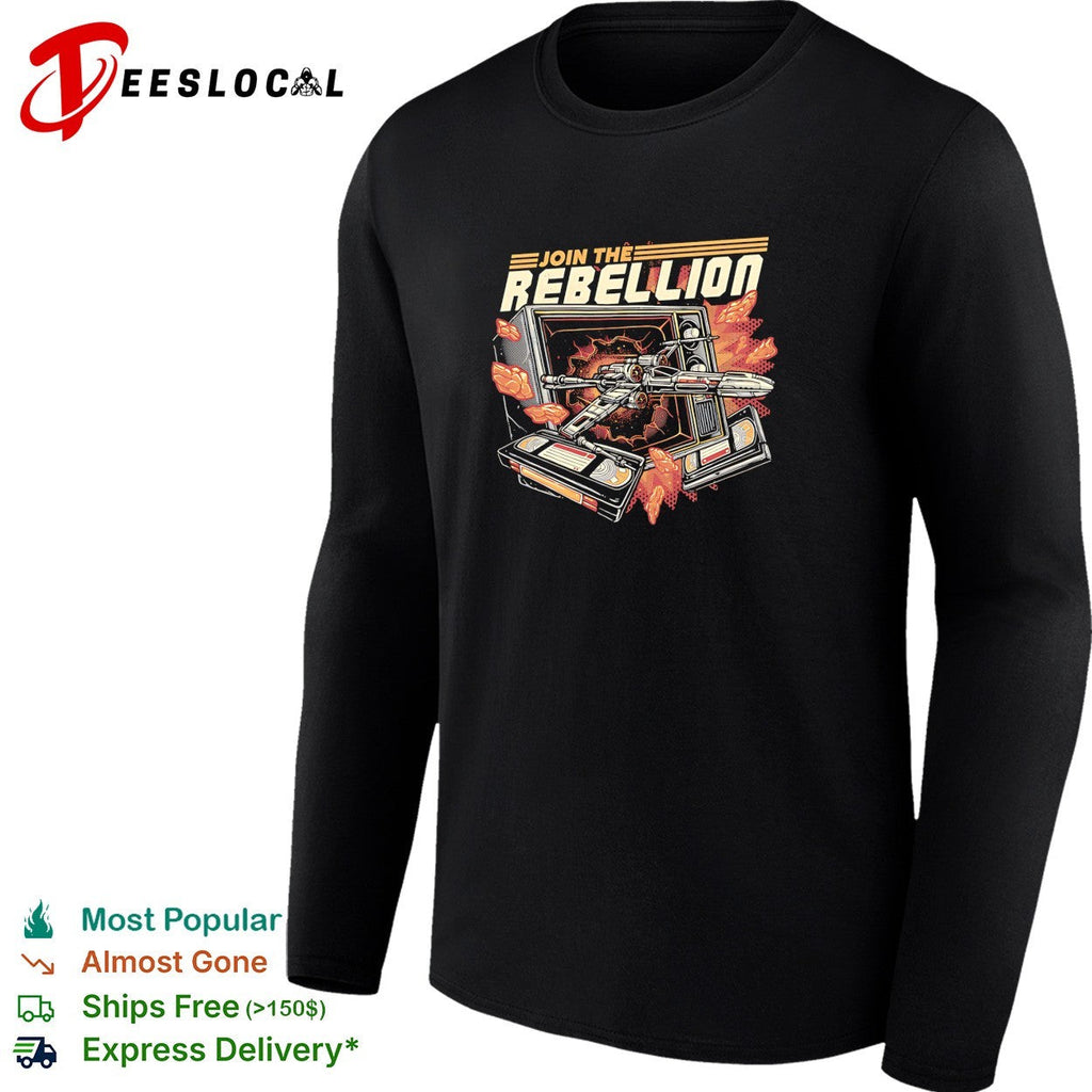 X wing fighter bursting through TV join the rebellion shirt Unisex