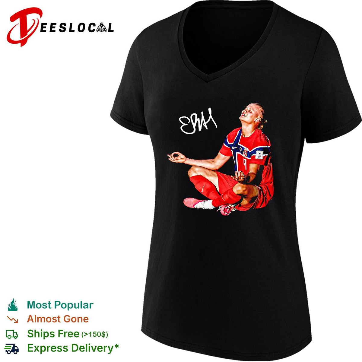 Erling Haaland Norway number 9 meditation celebration signature poster shirt Unisex