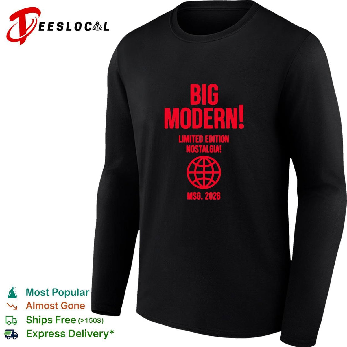 Big modern limited edition nostalgia globe icon MSG 2026 bold red text shirt Unisex