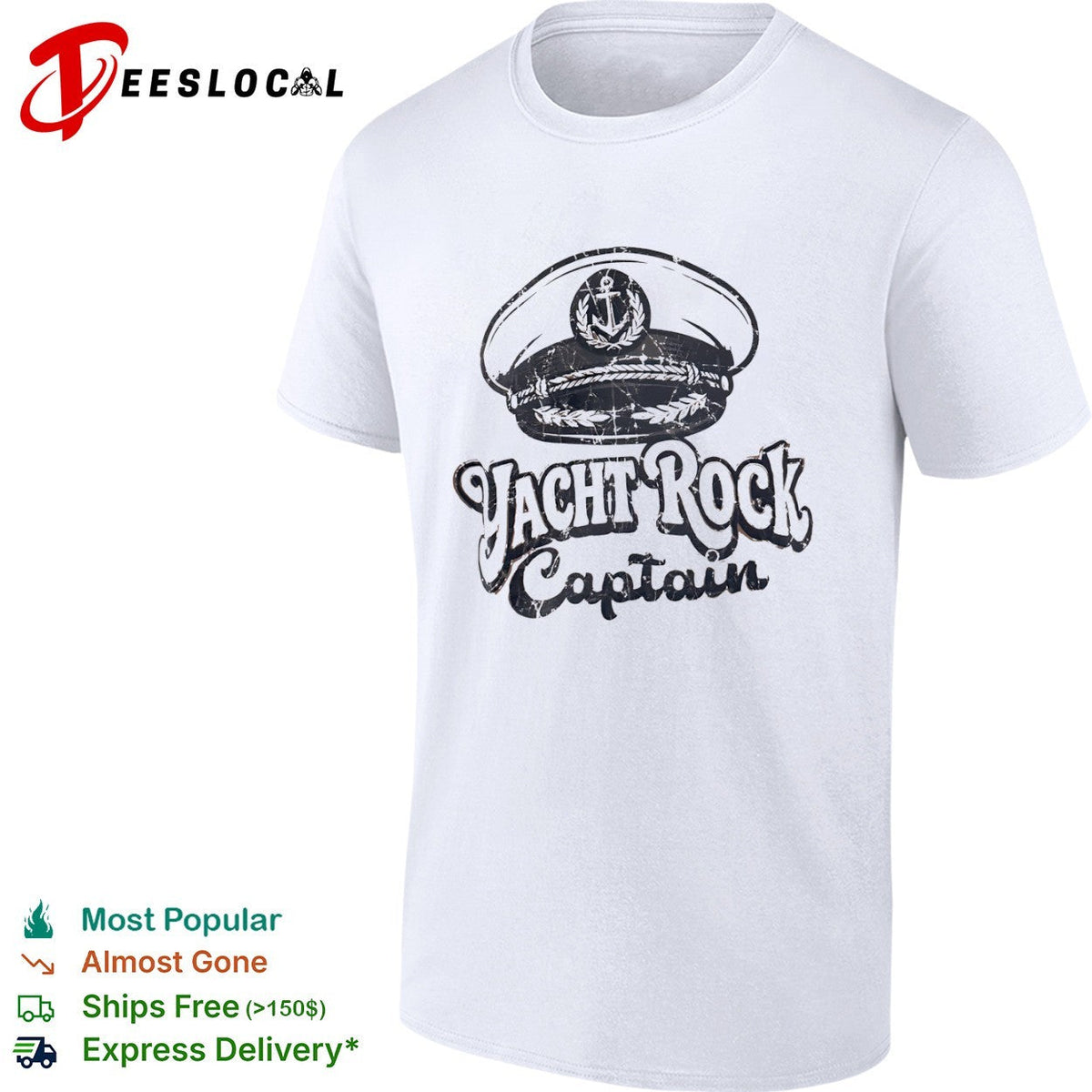 Yacht Rock Captain anchor hat emblem nautical music shirt Unisex