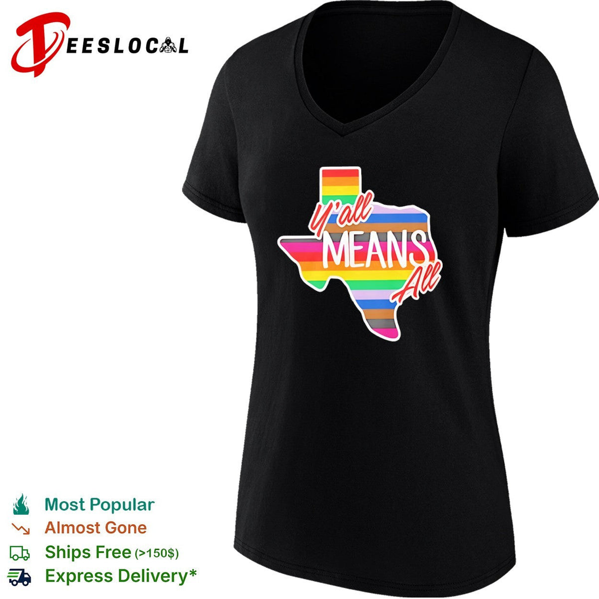 Yall means all Texas pride rainbow flag shirt Unisex